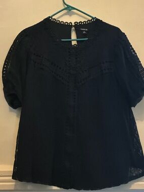 torrid Black Eyelet Lace Short Sleeve Blouse